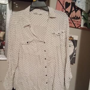 Cato Ivory and Black Dotted Blouse